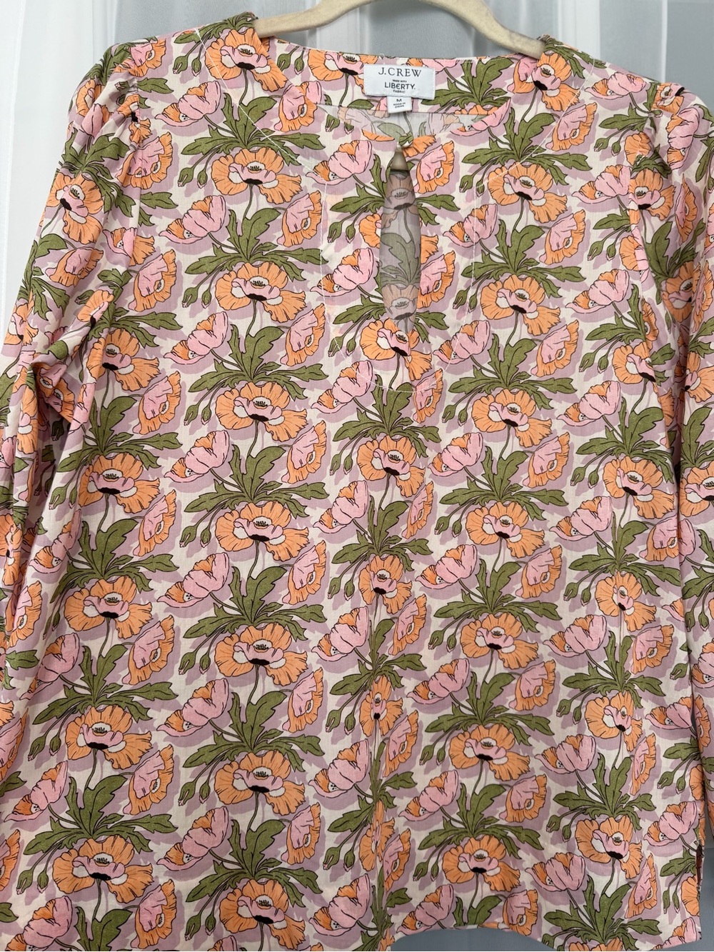 J.Crew Liberty Floral Cotton Popover Blouse Medium - Picture 2 of 11